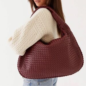 Viral Burgundy Faux Leather Large Bag Shoulder Bag